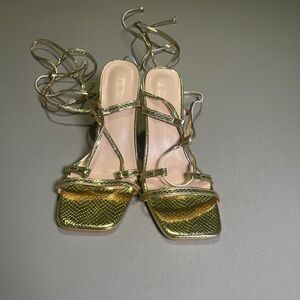 Gold Strappy Women's Sandals
